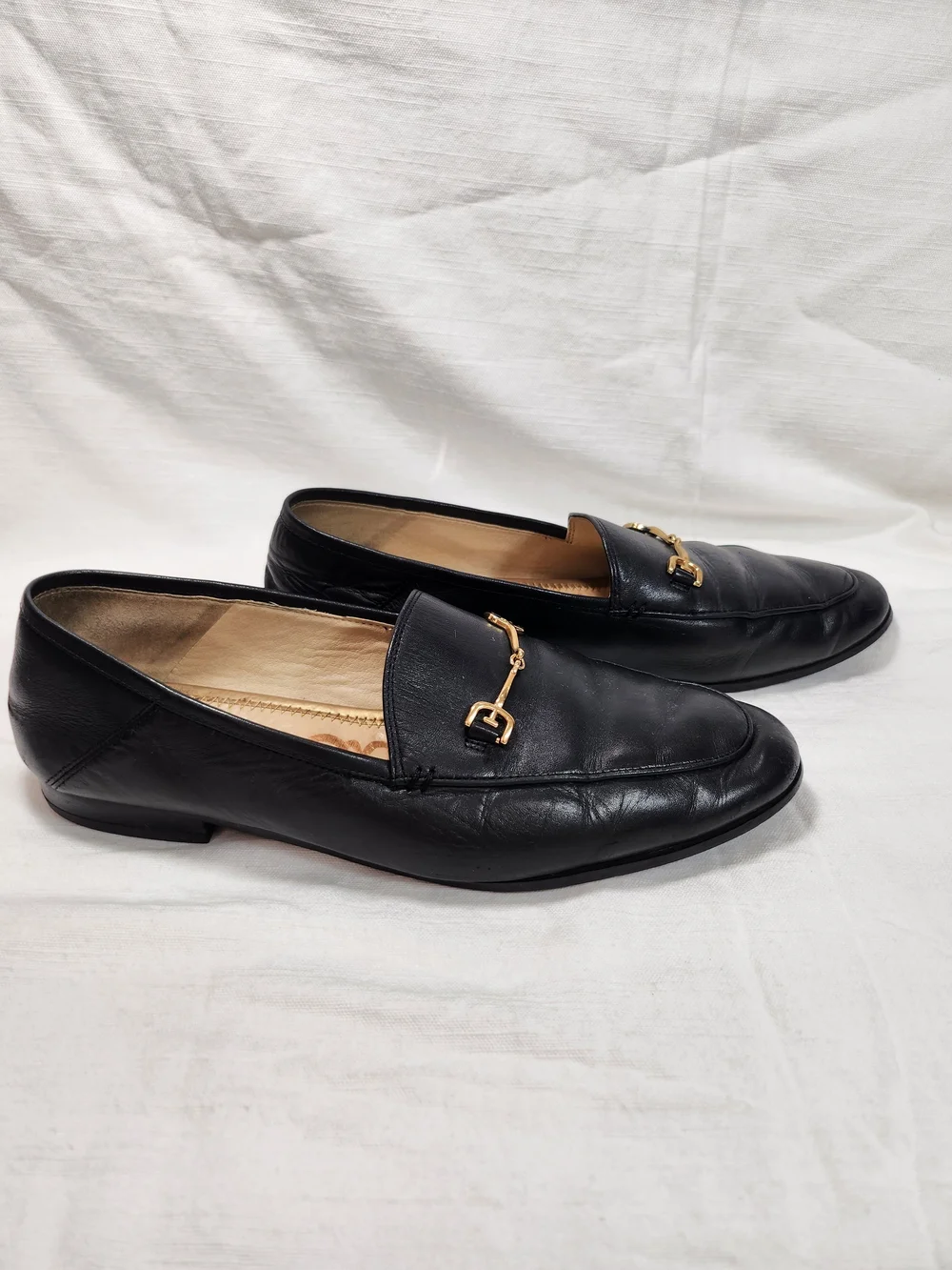 Sam Edelman Black Leather Loraine Horsebit Loafers Sz 8.5 Minimalist Slip On